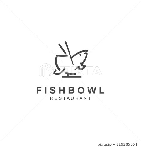 Fish Bowl logo with Chopstick, Japanese restaurant Poke Sushi Seafood unique design illustration Fish Bowl logo with Chopstick, Japanese restaurant Poke Sushi Seafood unique design illustration 119285551