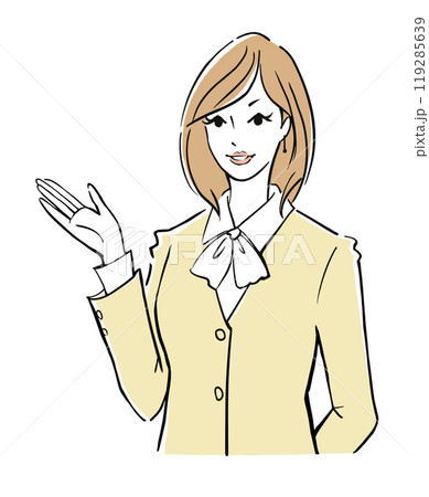 説明する大人の女性シンプルイラスト 説明する大人の女性シンプルイラスト 119285639