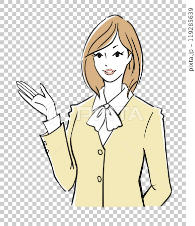 説明する大人の女性シンプルイラスト 説明する大人の女性シンプルイラスト 119285639