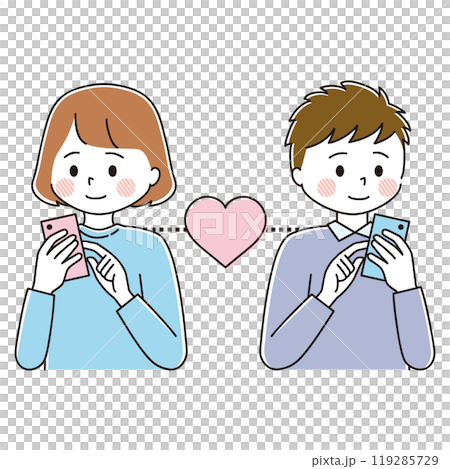 Illustration set of men and women using matching apps 119285729