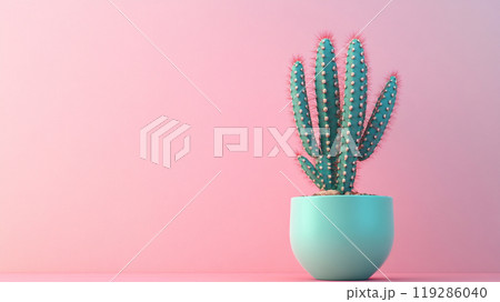 3d cactus on pastel background. 119286040
