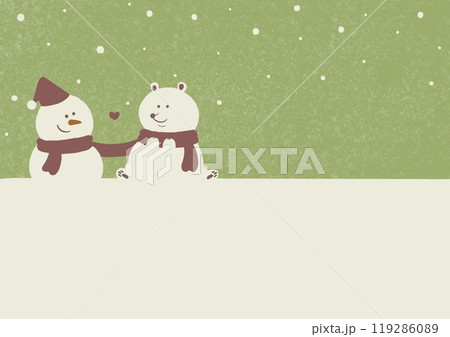 雪だるまとくま メッセージカード 緑 雪だるまとくま メッセージカード 緑 119286089