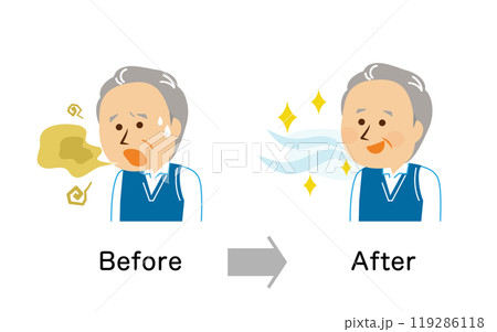 口臭ケア　ジニア男性　かわいいイラスト 119286118