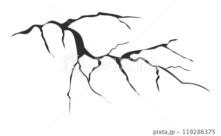 Cracked glass, wall, egg, fissures in ground top view. Concrete, crevices from disaster, surface from earthquake, Ruined breaked land surface doodle, hand drawn Cracked glass, wall, egg, fissures in ground top view. Concrete, crevices from disaster, surface from earthquake, Ruined breaked land surface doodle, hand drawn 119286375