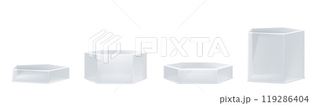 3D pentagon and hexagon glass platforms set 3D pentagon and hexagon glass platforms set 119286404