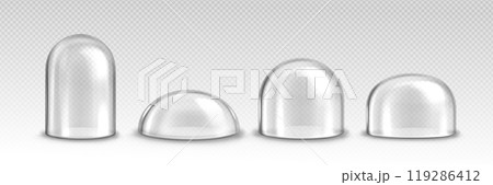 Glass hemisphere transparent dome. Glass hemisphere transparent dome. 119286412