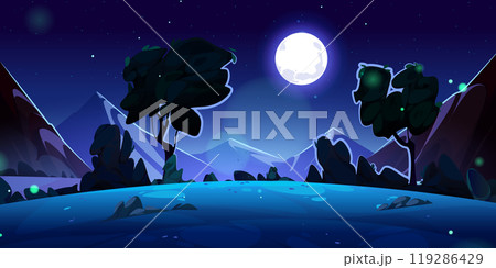 Night mountain valley landscape illustration Night mountain valley landscape illustration 119286429