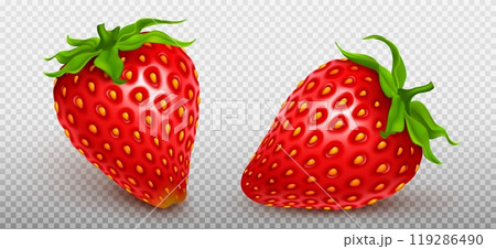 3d realistic strawberries, fresh red fruit 3d realistic strawberries, fresh red fruit 119286490