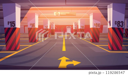Empty underground car parking interior 119286547