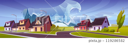 Tsunami disaster concept with giant water wave Tsunami disaster concept with giant water wave 119286582