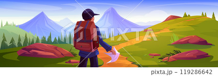 Man travel and explore mountain adventure vector Man travel and explore mountain adventure vector 119286642