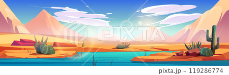 River flowing through Sahara desert, sand dune River flowing through Sahara desert, sand dune 119286774