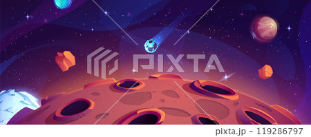 Space background with planet, stars and meteor Space background with planet, stars and meteor 119286797