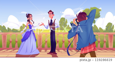 Prince and princess posing for photographer Prince and princess posing for photographer 119286819