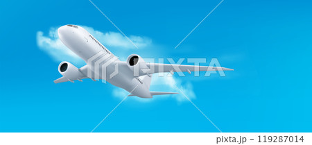 3d plane flight in sky air, realistic travel jet 3d plane flight in sky air, realistic travel jet 119287014