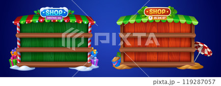 Cartoon set of empty game shop frames Cartoon set of empty game shop frames 119287057