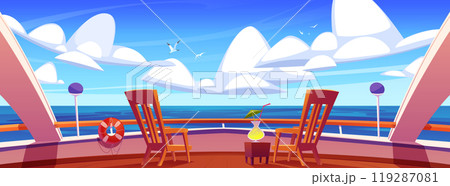 Cartoon yacht deck with beautiful sea view 119287081