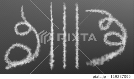Realistic straight spiral plane condensation trail 119287096