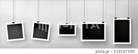 Photo frame with paper clip hang on wall collage 119287100