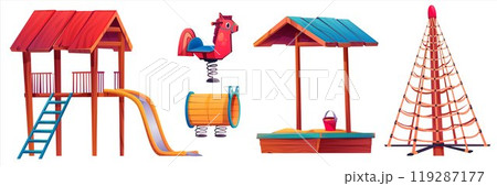 Playground park recreation cartoon vector set Playground park recreation cartoon vector set 119287177