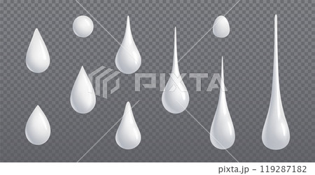 White cream droplet fall realistic 3d vector set White cream droplet fall realistic 3d vector set 119287182