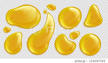 Gold honey or yellow argan oil vector droplet set Gold honey or yellow argan oil vector droplet set 119287183