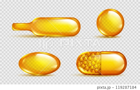 3d isolated oil vitamin pill fish capsule icon 119287184