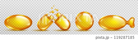 3d isolated oil vitamin pill fish capsule icon 119287185