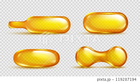 Realistic 3D oil capsule on transparent background Realistic 3D oil capsule on transparent background 119287194