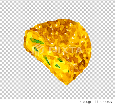 南瓜炸丸子切成兩半，手繪水彩插畫材料，用於烹飪和食品 119287305