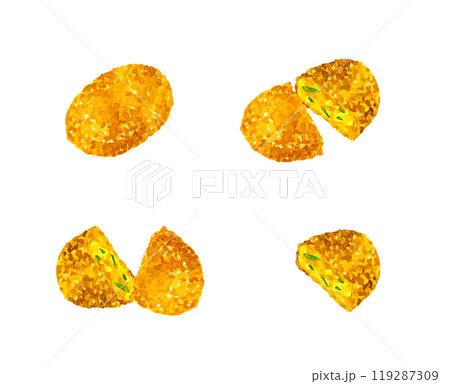 かぼちゃコロッケのセット　料理・食べ物の手描き水彩イラスト素材集 119287309
