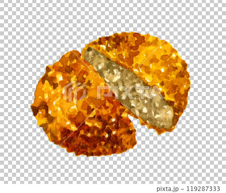 Minced meat cut in half - Hand-drawn watercolor illustration of food and cuisine Minced meat cut in half - Hand-drawn watercolor illustration of food and cuisine 119287333