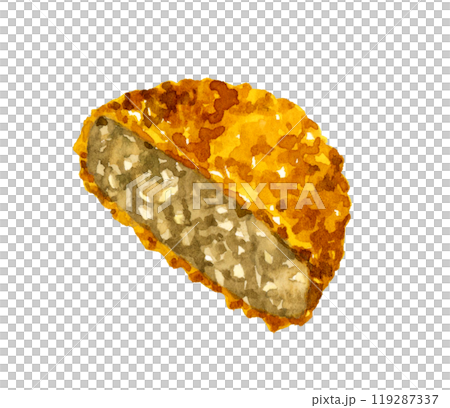 Minced meat cut in half - Hand-drawn watercolor illustration of food and cuisine 119287337