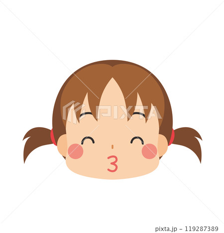 笑顔でキスをする可愛い小さな女の子の絵文字イラスト アイコン 顔 表情 白背景 ベクター 笑顔でキスをする可愛い小さな女の子の絵文字イラスト アイコン 顔 表情 白背景 ベクター 119287389
