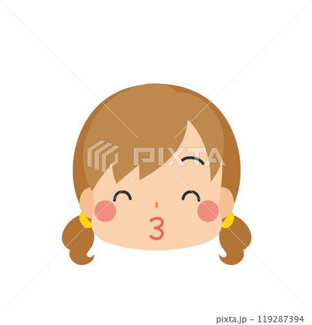 笑顔でキスをする可愛い小さな女の子の絵文字イラスト アイコン 顔 表情 白背景 ベクター 笑顔でキスをする可愛い小さな女の子の絵文字イラスト アイコン 顔 表情 白背景 ベクター 119287394