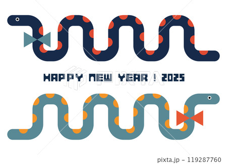 かわいい蛇の年賀状イラスト 119287760