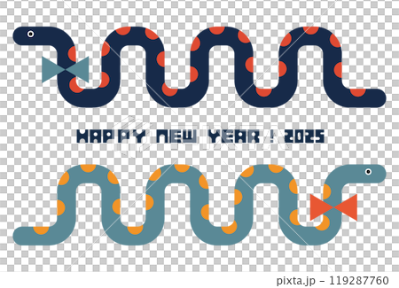 かわいい蛇の年賀状イラスト 119287760