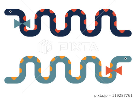 カラフル蛇の年賀状イラスト素材 119287761