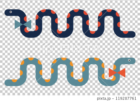 カラフル蛇の年賀状イラスト素材 119287761