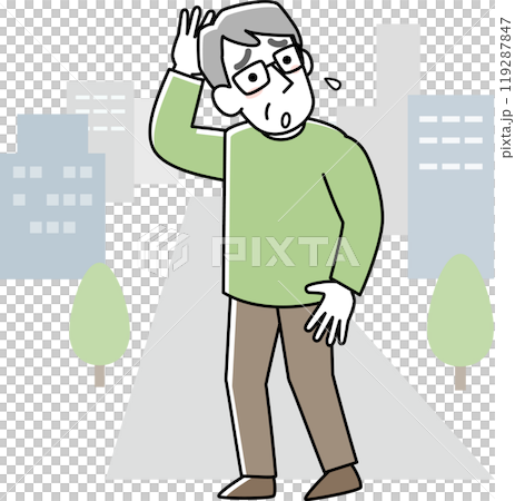 道がわからず困っているシニア男性 119287847