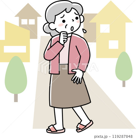 道がわからず困っているシニア女性 道がわからず困っているシニア女性 119287848