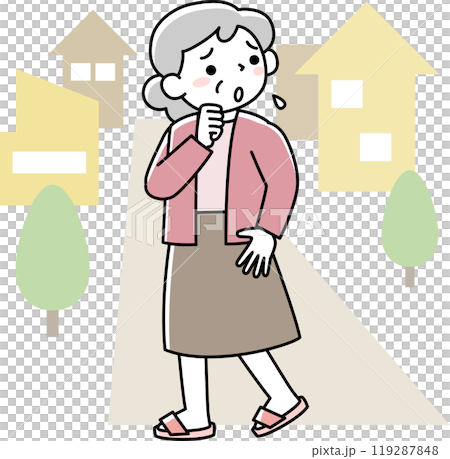 道がわからず困っているシニア女性 道がわからず困っているシニア女性 119287848