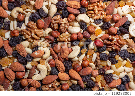 Mixed Nuts: Almonds, Walnuts, Cashews, Peanuts, Hazelnuts, Dried Prunes and Raisins 119288005