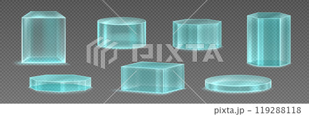 3d glass podiums, clear crystal platforms 119288118