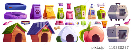 Dog pet shop store with toy cartoon illustration 119288257