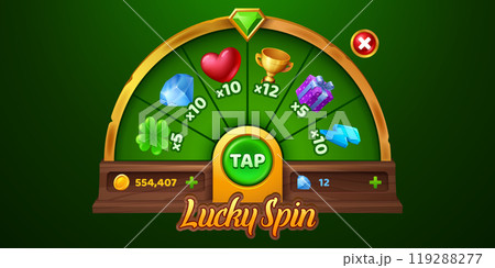Spin roulette wheel game ui with button vector Spin roulette wheel game ui with button vector 119288277