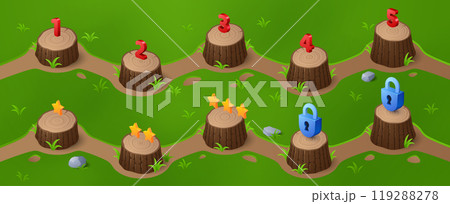 Game level indicator to select on map ui interface Game level indicator to select on map ui interface 119288278