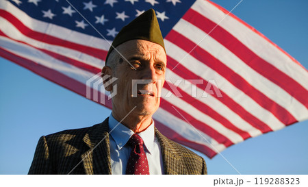 Veteran United States Flag Reads Speech To Honor War Dead Veteran United States Flag Reads Speech To Honor War Dead 119288323
