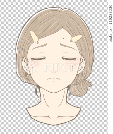 脖子上夾著瀏海的雪人女人患有痣 119288336