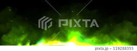 Green fire effect overlay with ember and smoke 119288355
